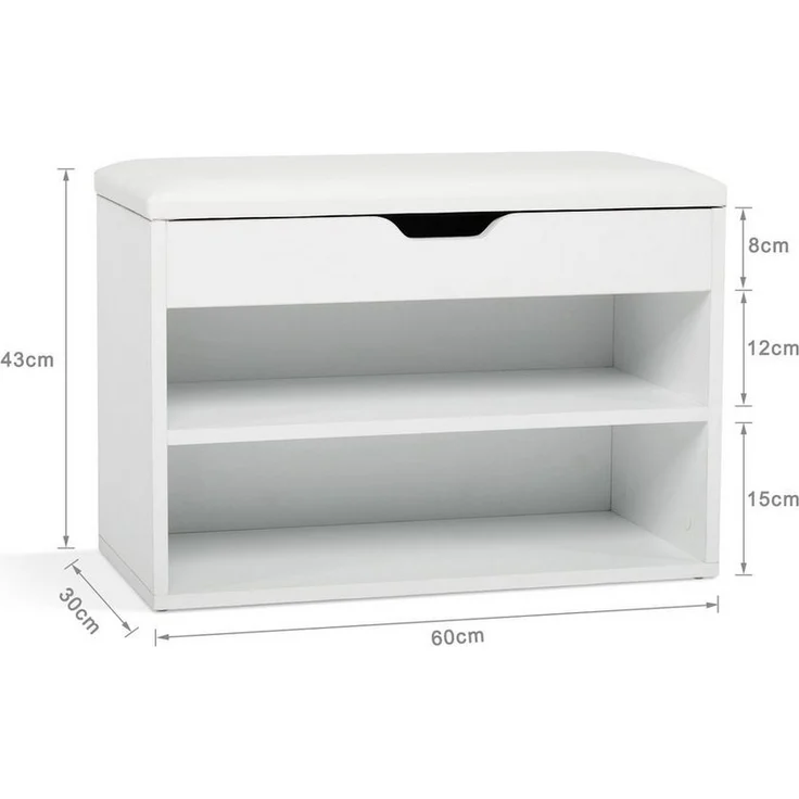 Mondeer Schuhbank Schuhhocker, Schuhhocker mit Sitzfläche für 8 Paar Schuhe, Weiß – Bild 2