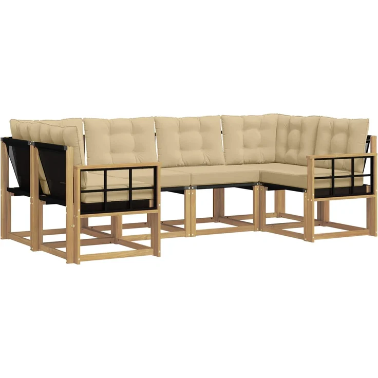 vidaXL Outdoor-Sofagarnitur mit Kissen 6 pcs Weiß und Beige 3389819 – Bild 2
