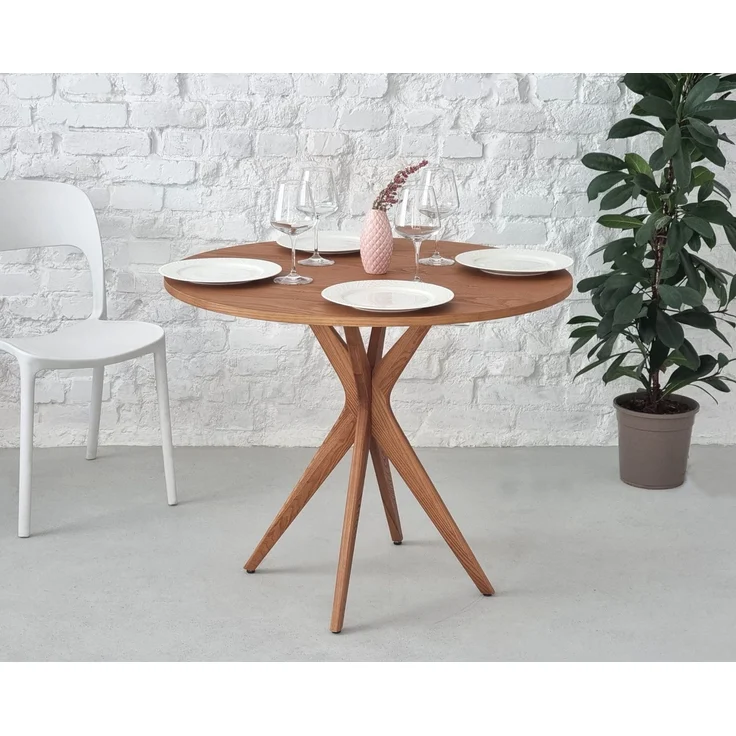 Ragaba runder Esstisch, Esche & MDF Eschenholzfurnier, Eichenbeize, Ø 80 cm – Bild 2