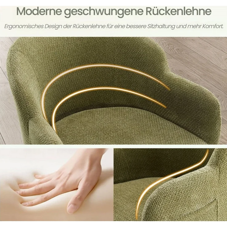 IWMH Bürostuhl Schreibtischstuhl mit Armlehnen, Höhenverstellbar Drehstuhl, Stuhl für Schminktisch, Homeoffice – Bild 3