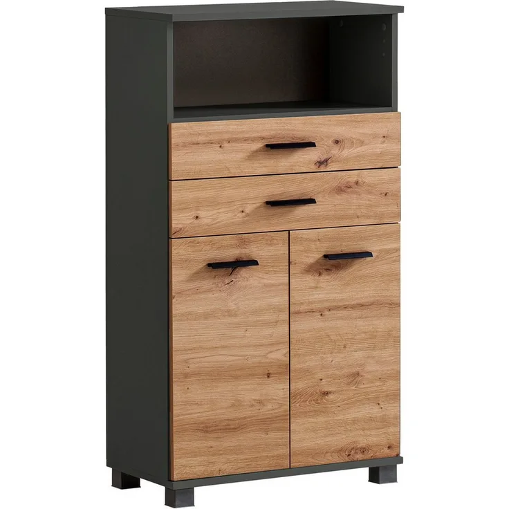 Schildmeyer Palermo Highboard 157647, Anthrazit/Artisan Eiche Dekor, 59,8 x 32,6 x 110,5 cm