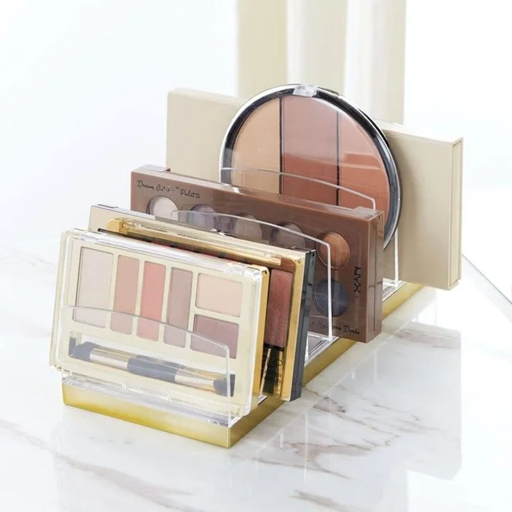 mDesign Kosmetik Organizer Aufbewahrung 9 Fächer Make-up Transparent/Messing – Bild 3