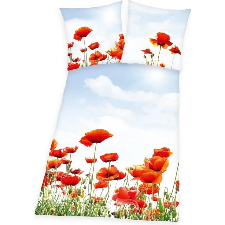 Bettwäsche Set 2 tlg. Mohnblumen 155x220 Übergröße