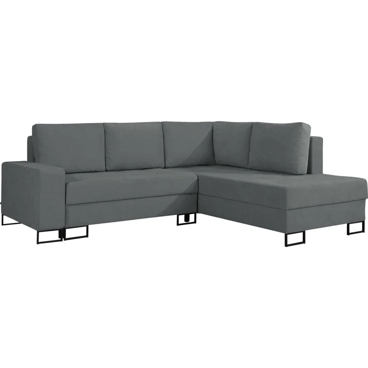 Selsey 'Larelle' Ecksofa mit Schlaffunktion & Bettkasten, Chenille, Ottomane rechts, Aschgrau – Bild 1