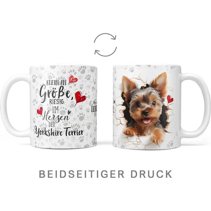 Sunnywall Tasse Yorkshire Terrier - Hund Hunderasse - Geschenk für Hundeliebhaber, Keramik, inkl. Geschenkkarte – Bild 4