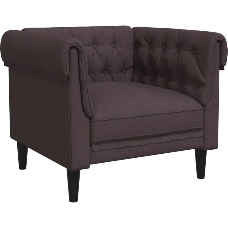vidaXL Chesterfield-Sessel Dunkelbraun Stoff 372541 – Bild 2