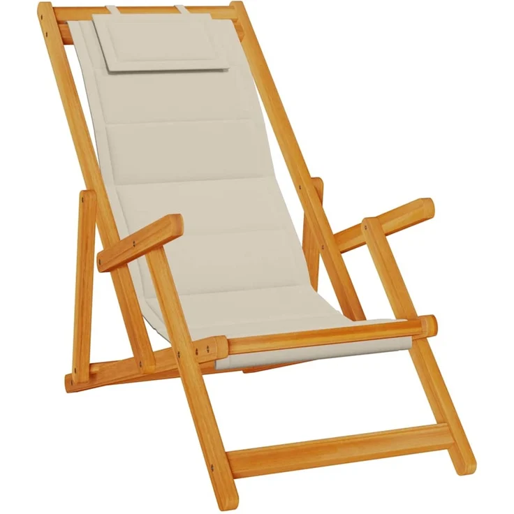 vidaXL Klappstuhl mit Armlehnen Taupe Akazienholz & Textilene 4108070 – Bild 1