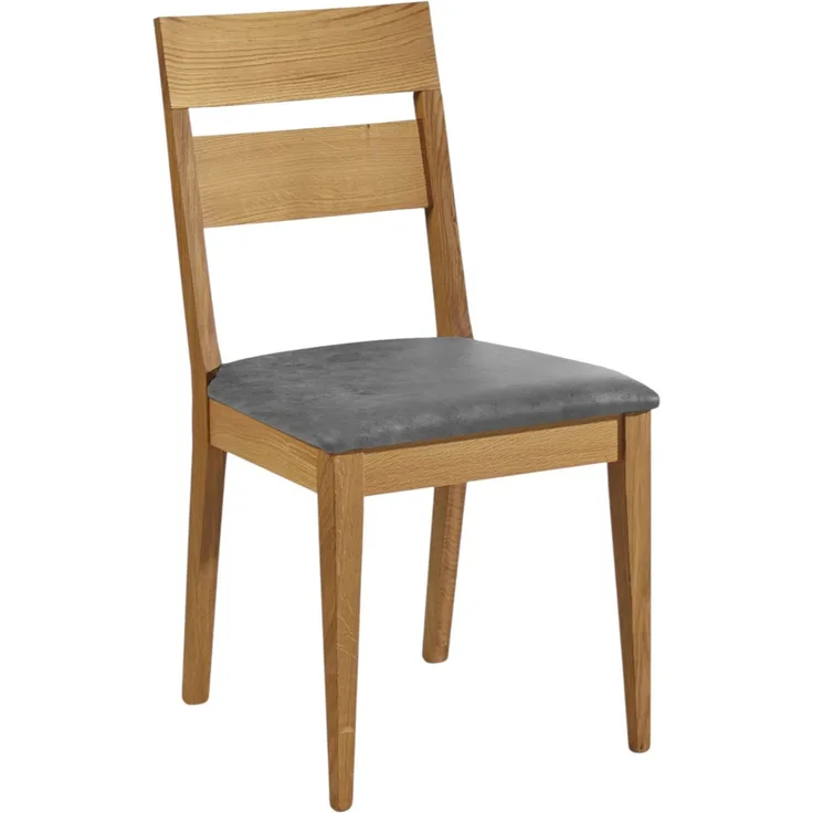 Esszimmerstuhl 2er-Set Delfi 7 Wildeiche Massiv/Microfaser Grau