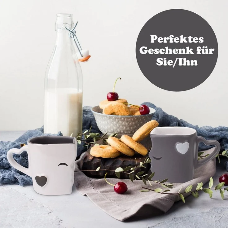 MiaMio Kaffeeservice Küssende Tassen Geschenk Set, Kaffeetassen«, Keramik (2-tlg) – Bild 3