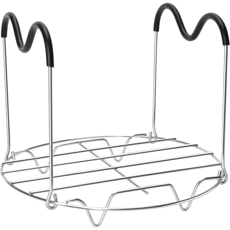 1 Stück – Edelstahl-Dampfeinsatz mit Silikongriffen, passend für 6/8 QT Instant Pot (19,8×13,5 cm)