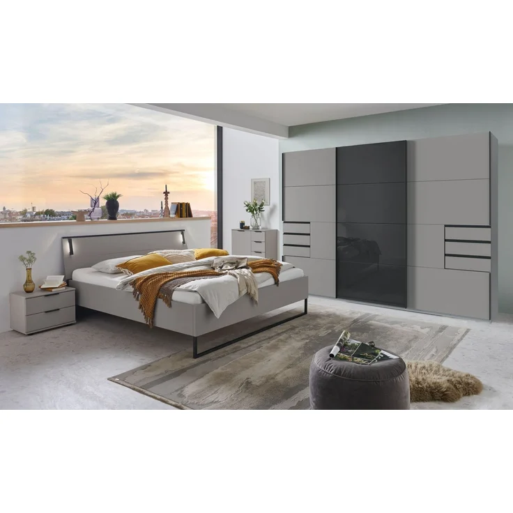 Nachtkommode >Tilburg< 2 Schubladen, in SAHARAGRAU - 52x40x38cm (BxHxT) – Bild 2