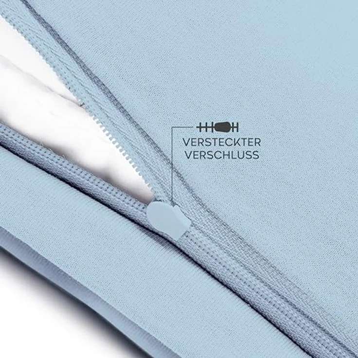 Twinzen® Kissenbezug 50x50 (2er-Set) - 100% Jersey Baumwolle 150 GSM Kissenbezüge - Blau - Für Kissenbezüge 50x50 cm - Kissenhülle - Kissenbezug mit Reißverschluss - Oeko-Tex Zertifiziert – Bild 5