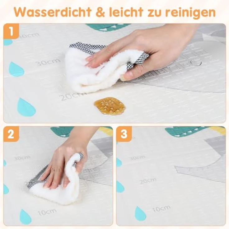Dripex Krabbelmatte Baby Faltbar 200x180x1.5 CM Kinder Spielmatte BPA-frei | Groß Spieldecke Rutschfeste Krabbeldecke Wendbar Tragbar & Wasserdicht für Kinderzimmer Wohnzimmer (ab 0 Monate) – Bild 7