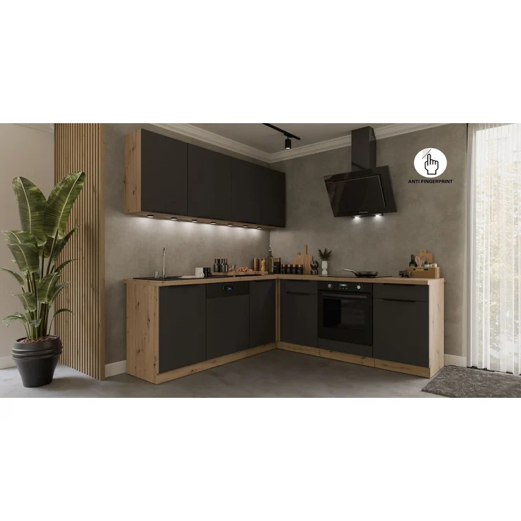 Winkelküche ARIA K-AR ECKE 1 - 215 x 220 + 120 cm Anti Fingerprint Küchenzeile Küchenblock Singleküche Einbauküche Küche Eckküche – Bild 3