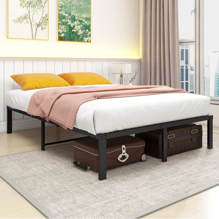 CHICFURN Metallbett 140x200 cm aus Metall Schwarz mit Stauraum Schwarz – Bild 3