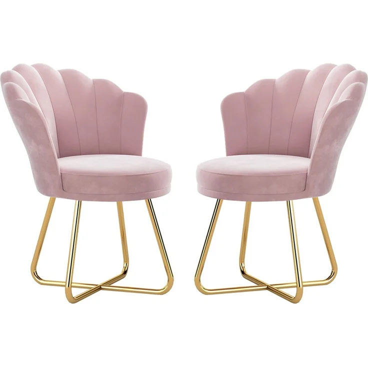 Hawthyhome Polsterstuhl Polstersessel 2er Set mit Blütenblatt-Rückenlehne, goldenen Metallbeinen, ergonomischer hoher Rückenlehne mit Kopfstütze, Wasserfall-Sitzkissen, SGS-zertifiziert & bis 150 kg belastbar, ideal für Esszimmer, Schminktisch & Wohnzi... – Bild 8