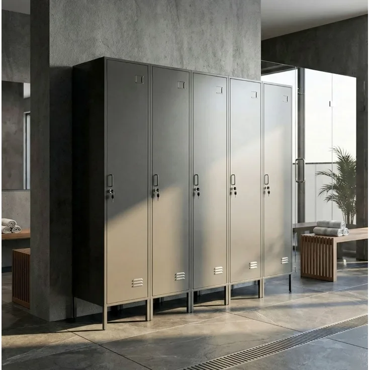 DESVIAE Garderobenschrank mit abschließbarer Tür und Kleiderstange 40x179x40 cm Stahl Schwarz