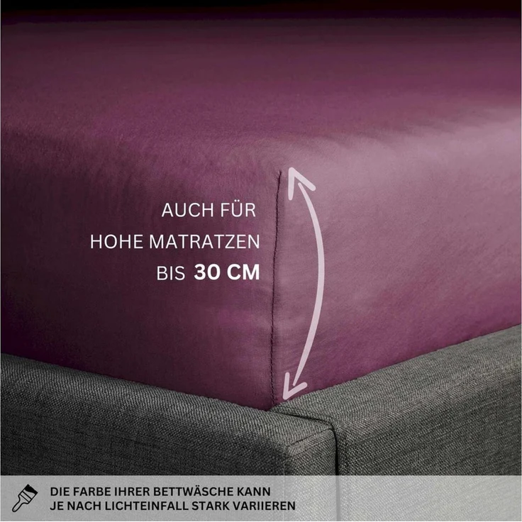 SCHÖNER WOHNEN-Kollektion Spannbettlaken BASIC Spannbettlaken, Mischgewebe, Gummizug: rundum, (1 Stück), 100 x 200 cm in Beere – Bild 3
