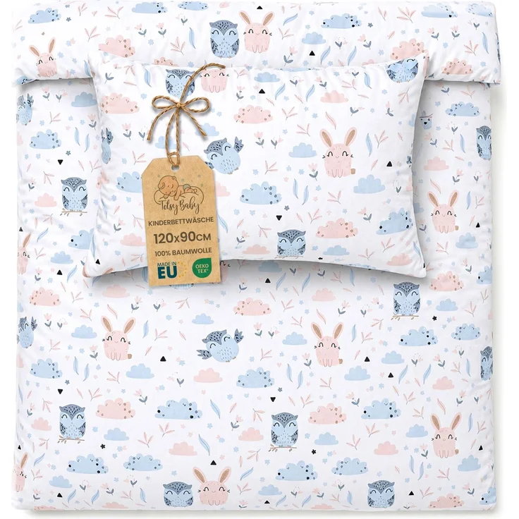 Kinderbettwäsche Baby Bettwäsche 90x120 cm aus Baumwolle - Kinder Set von Duvet Cover 90x120 und Kissenbezug 40x60 cm Junge und mädchen babybettwäsche bettbezug für Kleinkind Oeko-Tex