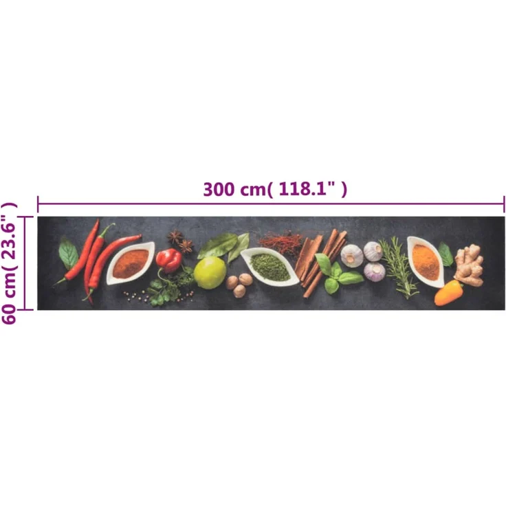 vidaXL Küchenteppich Waschbar Gewürze 60x300 cm Samt 136542 – Bild 5