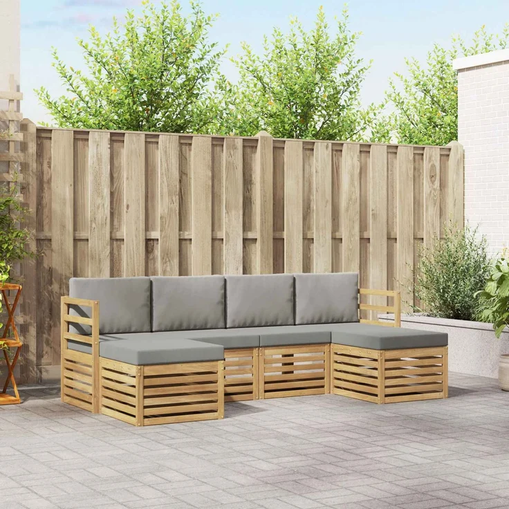 vidaXL Outdoor-Sofagarnitur 6 stk. 6-Sitzer Weiß und Hellgrau 3392256 – Bild 1