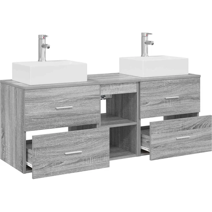 vidaXL Badezimmerschrank-Set 3 stk. Grau Sonoma 129 x 41 x 79,5 cm 3405840 – Bild 4