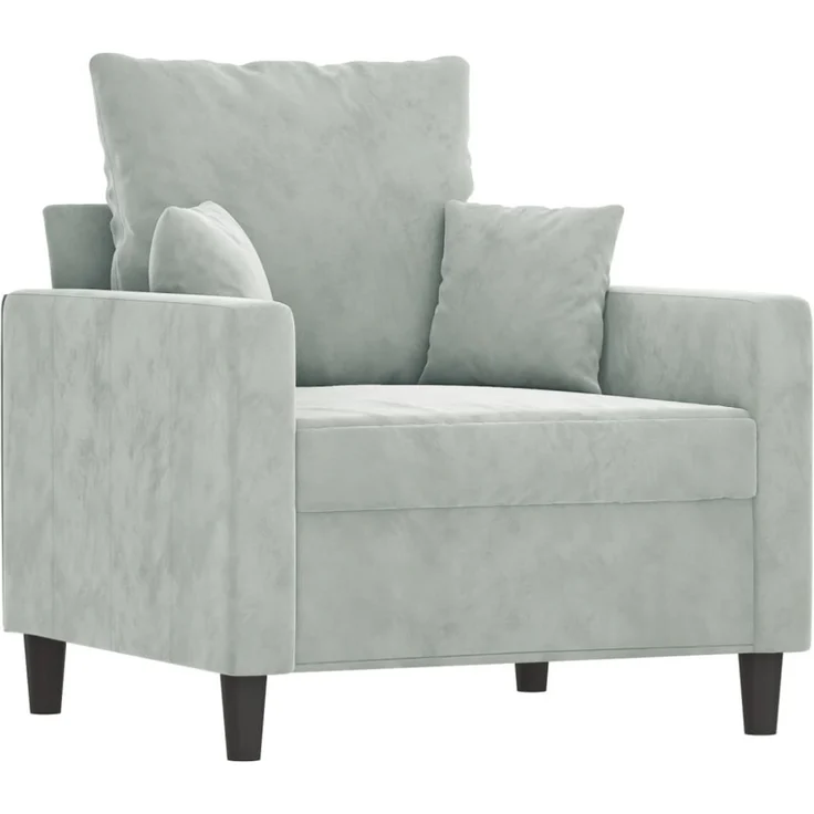 vidaXL Sessel mit Hocker Hellgrau 60 cm Samt 3201097 – Bild 2