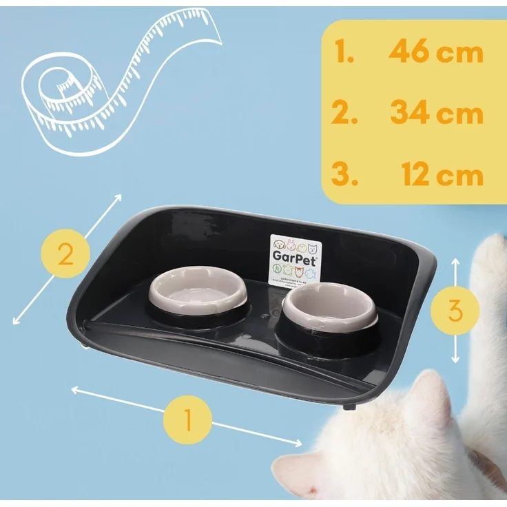 GarPet Futterstation 2x Futterstation 2 Näpfe Futterbar Napfset Hunde Futter Napf Matte – Bild 2