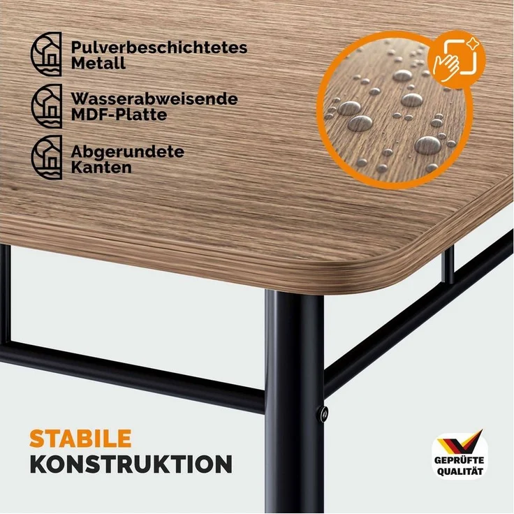CASARIA® Esstisch-Set, Holz, braun, mit 4 Stühlen – Bild 3