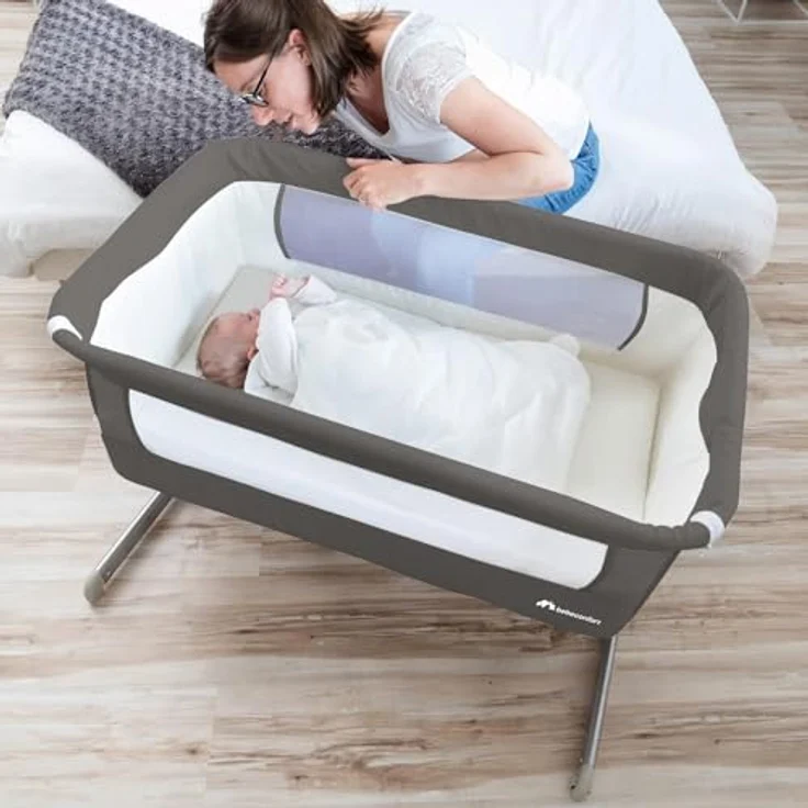 Bebeconfort Beistellbett Calidoo, höhenverstellbares Babybett, gemütlich und weich gepolstert, das Beistellbettchen ist nutzbar ab der Geburt bis max. 9 kg, Grey Mist – Bild 10