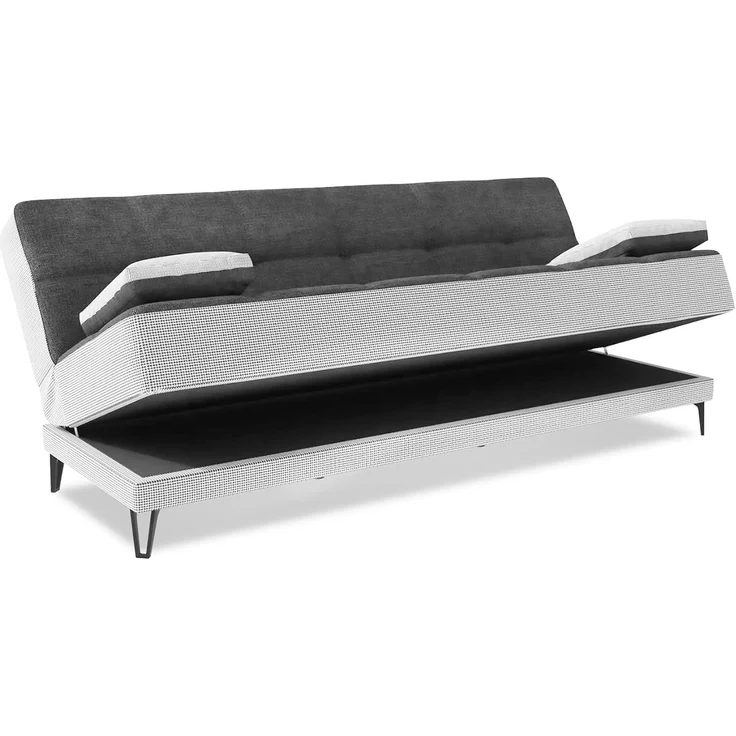 Dmora Jordi, 3-Sitzer Schlafsofa mit schwarzen Metallfüßen, Sofa aus gepolstertem Stoff mit klick-Klack-Öffnung, 190 x 87 x 97 cm, Grau, Metall – Bild 6