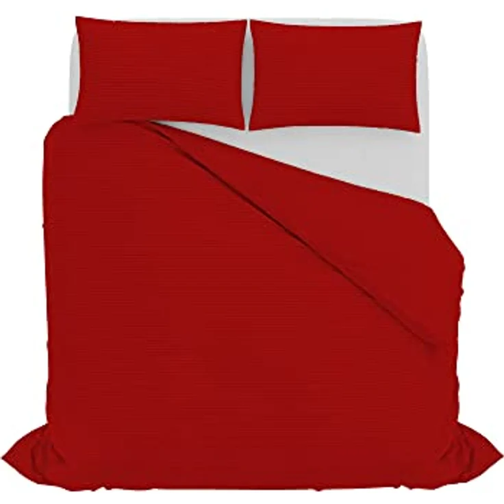 Italian Bed Linen Satin Stripes Bettbezug, Doppelte, Rot – Bild 5