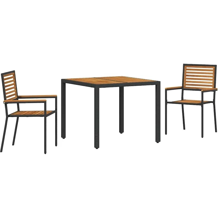 vidaXL Garten Essgruppe 3 pcs Schwarz und Braun Poly-Rattan 3365434