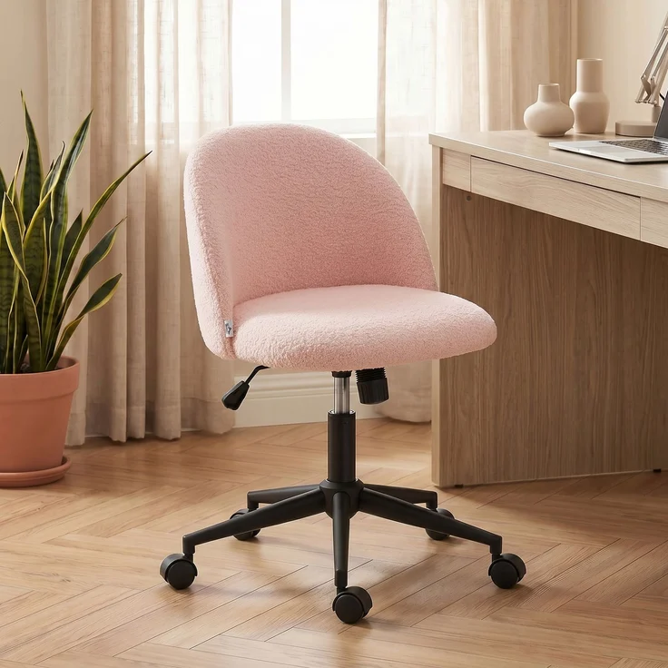 MELAYR, Schreibtischstuhl, Höhenverstellbarer Drehstuhl, Bis 120 Kg, Rosa, 59 x 52 x 84.5 cm, Pink – Bild 4