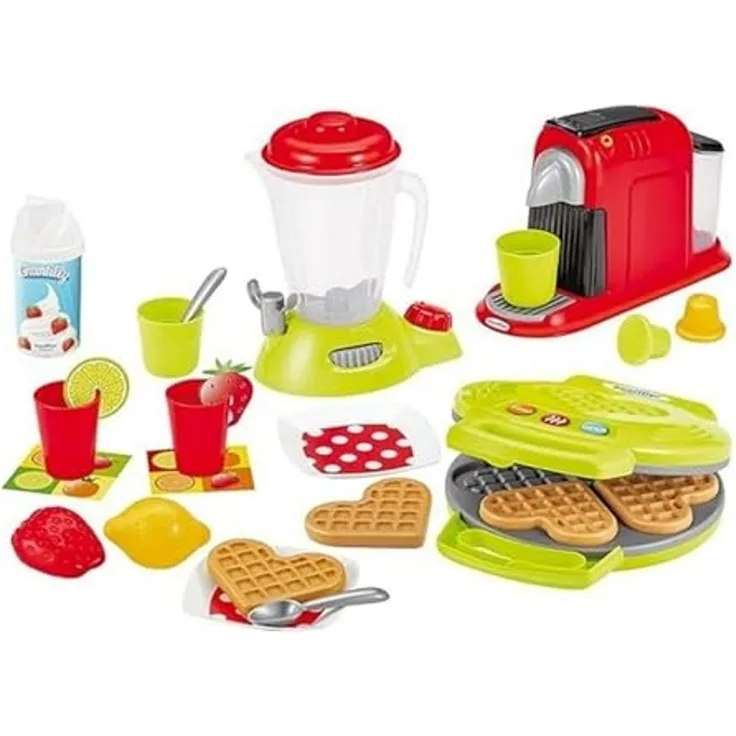 Ecoiffier – Küchenzubehör für Kinder – 24-teiliges Frühstück Spielset, mit Küchengeräten, ideales Zubehör für Kinderküche, für Kinder ab 18 Monaten