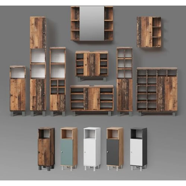 Livinity® Hängeschrank Fucino, Anthrazit/Braun, 47.2x59.2 cm – Bild 8
