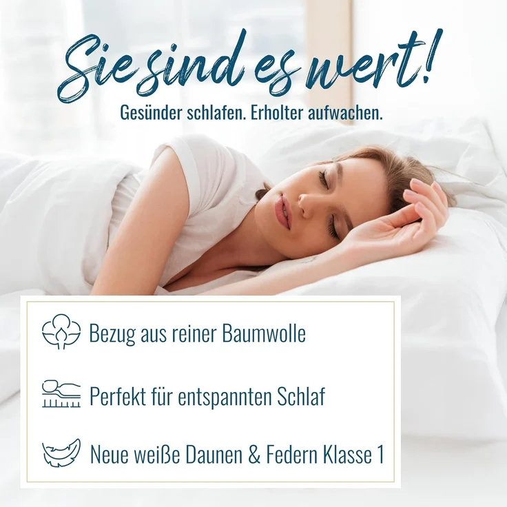 Kopfkissen 660g neue 30% Daunen 70% Federn medium Daunenpass 40x80 – Bild 4
