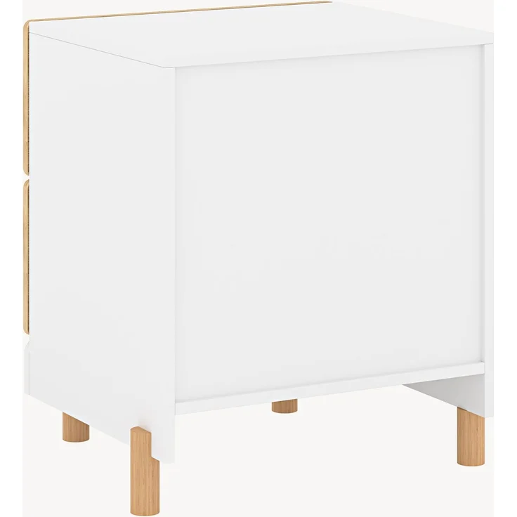 Kindernachttisch Vaarentaa mit 2 Schubladen 47x40x35 cm Weiß/Eicheoptik [en. casa] – Bild 4
