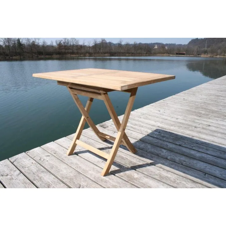 Linder Exclusiv Gartentisch Klapptisch Paris in premium Teak 100 x 70 cm Natur