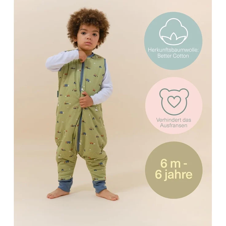 molis&co - Baby Schlafsack mit Füßen 2.5 TOG - Ganzjahres Schlafsack - Babyschlafsack mit Beinen - 100% Baumwolle (Oeko-TEX 100), Winterschlafsack Premium Qualität - Little Drivers (90 cm) – Bild 5