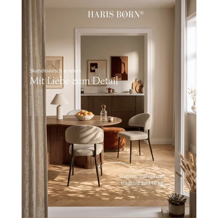 Haris Børn Esszimmerstuhl Polsterstühle für Esszimmer - Esszimmerstühle (Set, 4 St), Beige - Esszimmer Stühle & Esstisch Stühle, Moderner Polsterstuhl – Bild 4