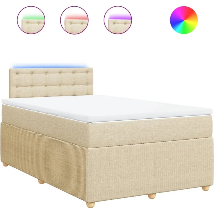 vidaXL Boxspringbett mit Matratze Creme 120x200 cm Stoff 3289742 – Bild 2
