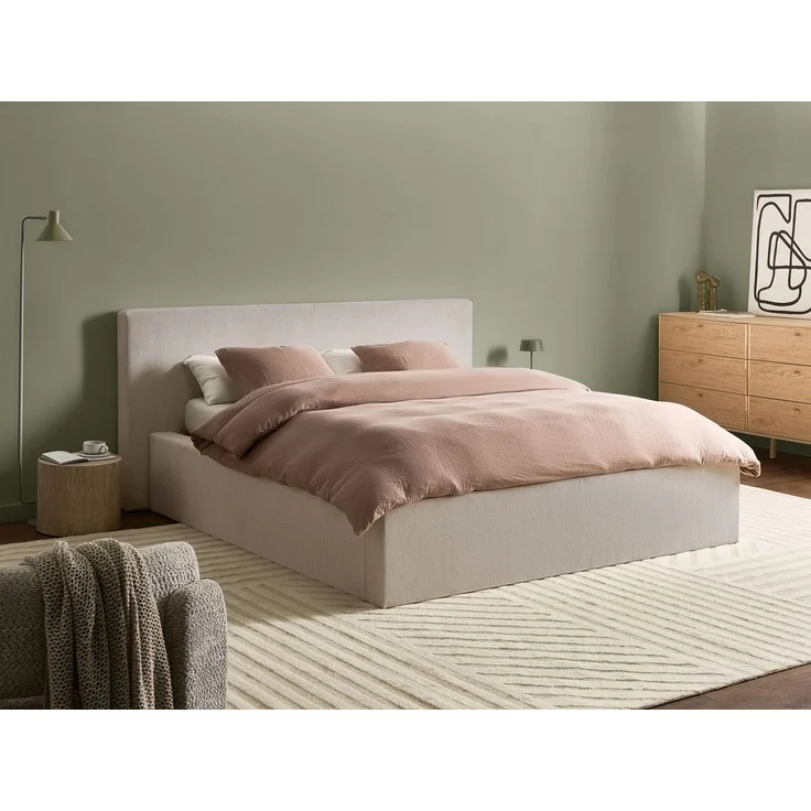 Bett mit Stauraum Cord LILLEBONNE 160 x 200 cm Hellbeige – Bild 3