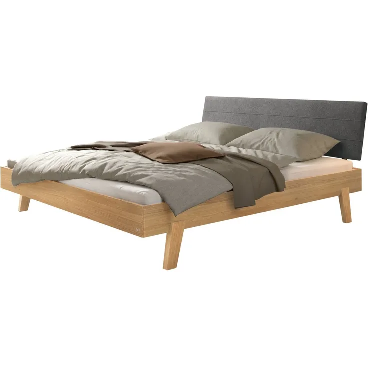 Hasena Bett Vasto Eiche bright mit Polsterkopfteil 140x200 cm, Fußhöhe 20 cm – Trento