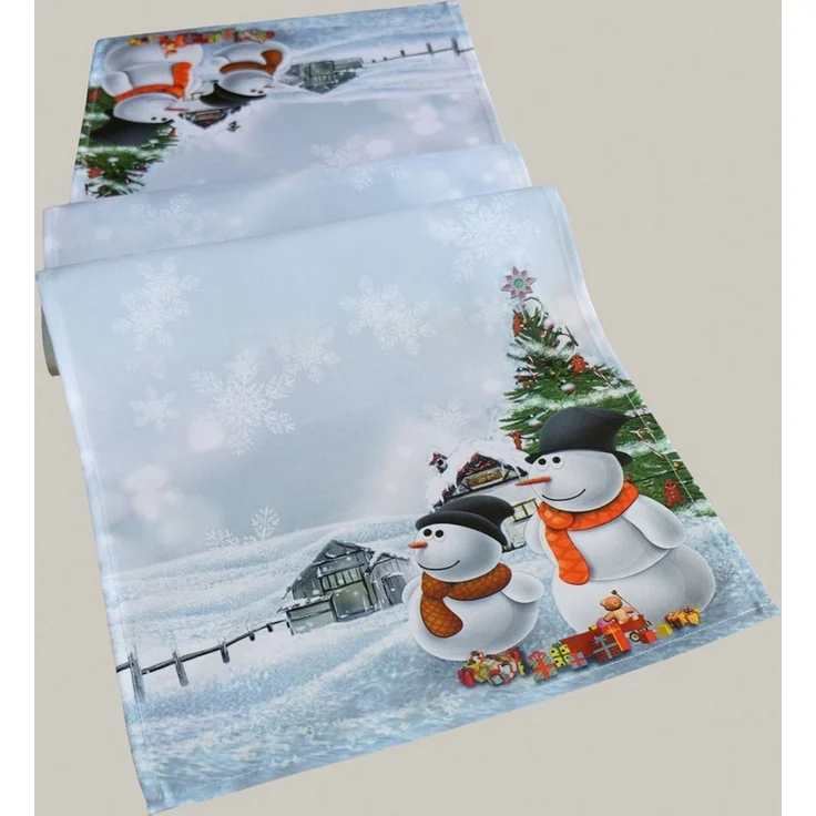 texpot Tischdecke Tischläufer Druckmotiv Schneemänner Winter Weihnachtstischdecke (1-tlg) – Bild 4