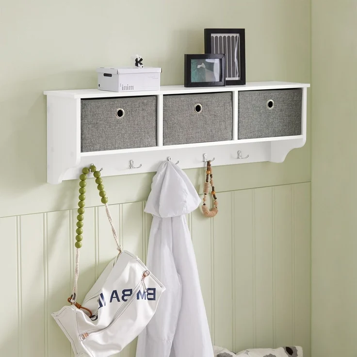 SoBuy FRG282-W Wandgarderobe, MDF, Lackiert, Weiß, 100 x 30 x 20 cm – Bild 10