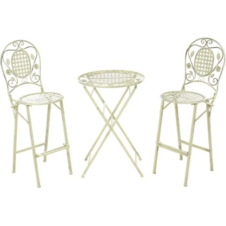 Beliani 'BIVIO' Gartenbar Set, klappbar, Metall Hellgrün