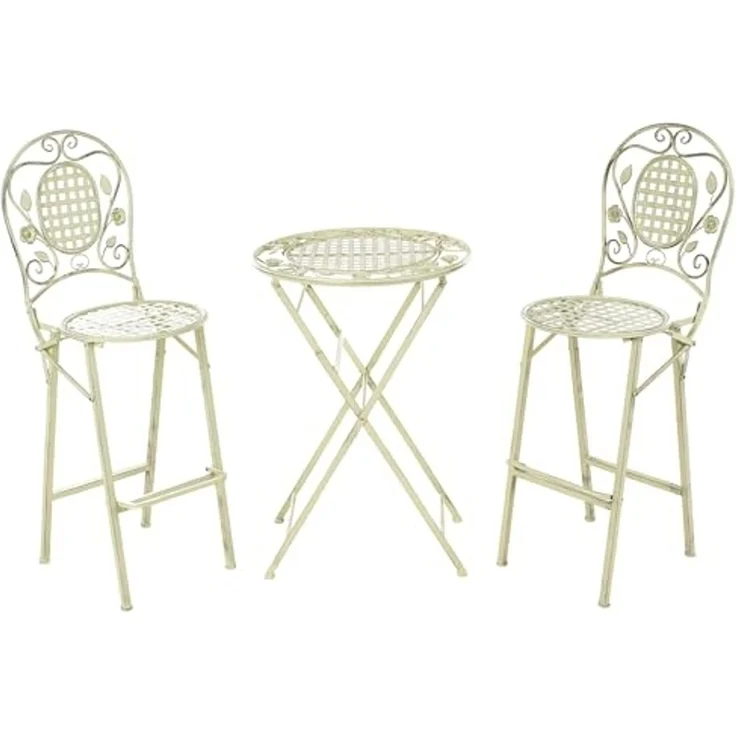 Beliani 'BIVIO' Gartenbar Set, klappbar, Metall Hellgrün – Bild 1
