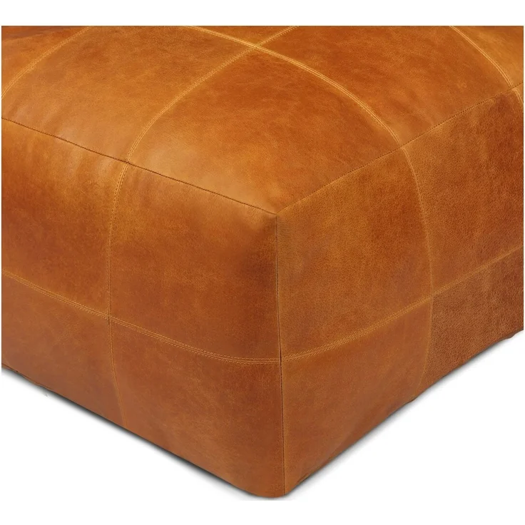 Pouf Anneta aus Leder 75x75 cm, Cognac – Bild 3