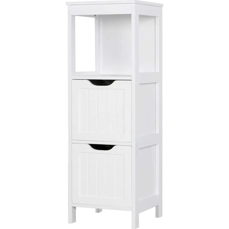 Yaheetech Badschrank, Badkommode, lackiertes Badregal weiß, Badezimmer Schrank mit abnehmbaren Schubladen, Nachtkommode, Eckkommode, 30 x 30 x 89 cm LBH